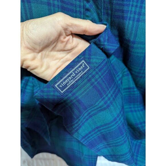 Vineyard Vines Women's Blue & Green Plaid Long-Sleeve Button Down Shirt Size 6 N - Picture 4 of 7